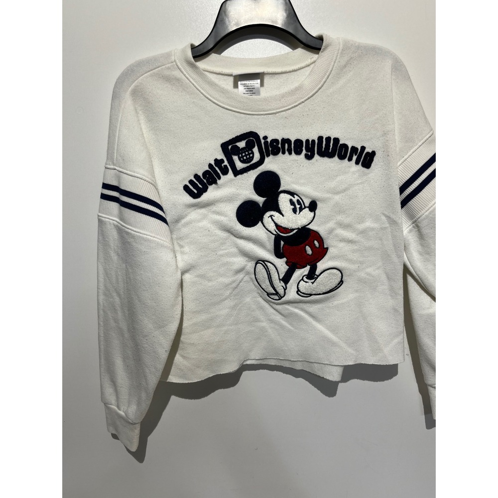 Disney Walt Disney World Mickey Mouse Cropped Sweatshirt White JT24171 Small